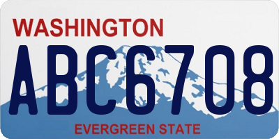 WA license plate ABC6708