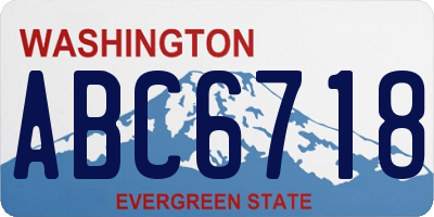 WA license plate ABC6718