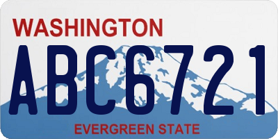WA license plate ABC6721