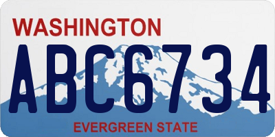 WA license plate ABC6734