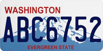 WA license plate ABC6752