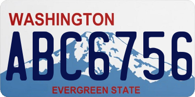WA license plate ABC6756