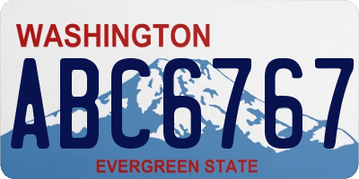 WA license plate ABC6767