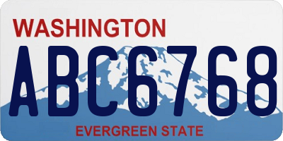 WA license plate ABC6768