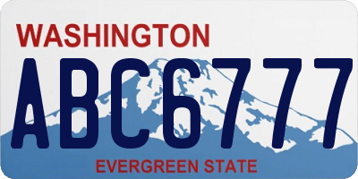 WA license plate ABC6777