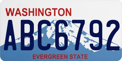 WA license plate ABC6792