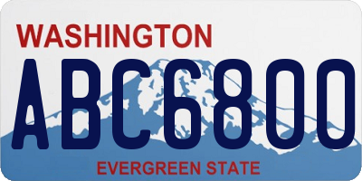 WA license plate ABC6800