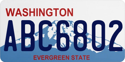 WA license plate ABC6802
