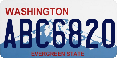 WA license plate ABC6820