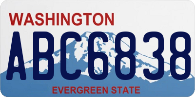 WA license plate ABC6838