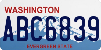 WA license plate ABC6839