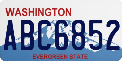 WA license plate ABC6852
