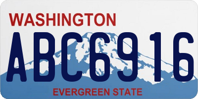WA license plate ABC6916