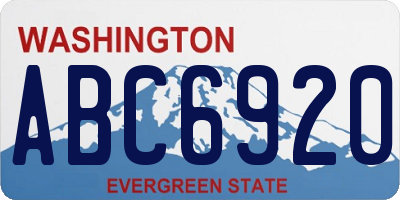 WA license plate ABC6920