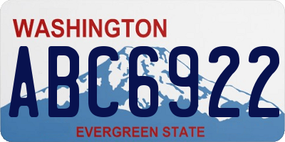 WA license plate ABC6922