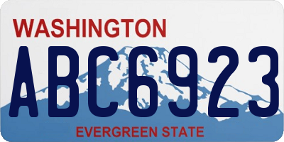 WA license plate ABC6923