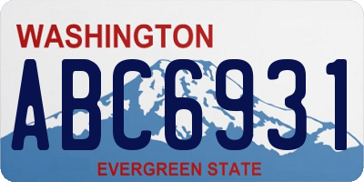 WA license plate ABC6931