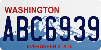 WA license plate ABC6939