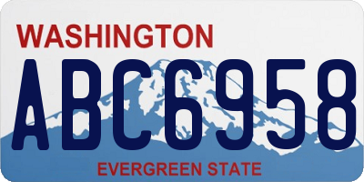 WA license plate ABC6958