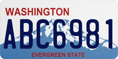 WA license plate ABC6981