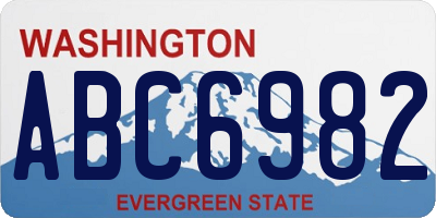 WA license plate ABC6982