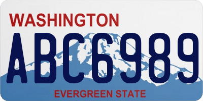 WA license plate ABC6989