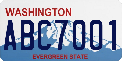 WA license plate ABC7001