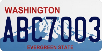 WA license plate ABC7003