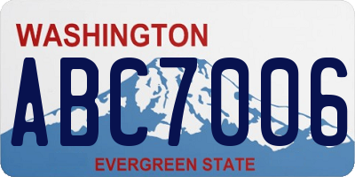 WA license plate ABC7006