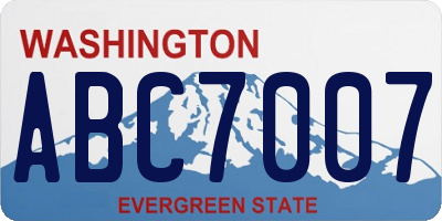 WA license plate ABC7007