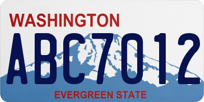 WA license plate ABC7012