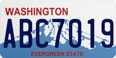 WA license plate ABC7019
