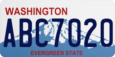 WA license plate ABC7020