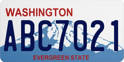 WA license plate ABC7021