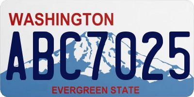 WA license plate ABC7025