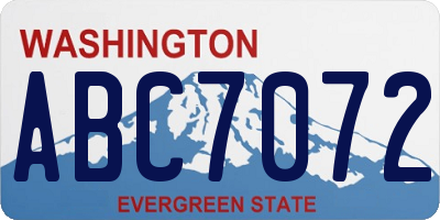WA license plate ABC7072