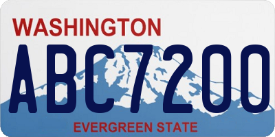 WA license plate ABC7200