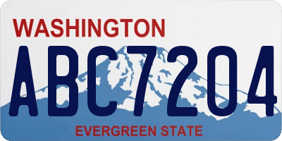 WA license plate ABC7204