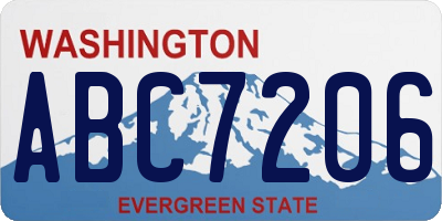 WA license plate ABC7206