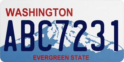 WA license plate ABC7231