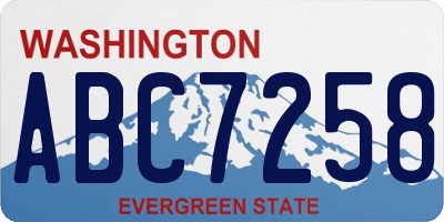 WA license plate ABC7258