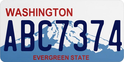 WA license plate ABC7374