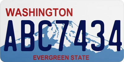 WA license plate ABC7434