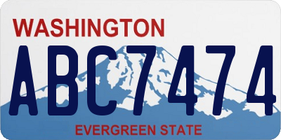 WA license plate ABC7474