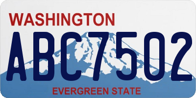 WA license plate ABC7502