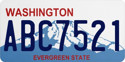 WA license plate ABC7521