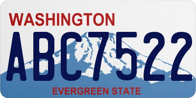 WA license plate ABC7522