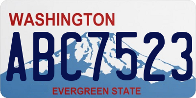 WA license plate ABC7523