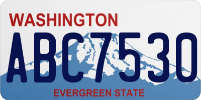 WA license plate ABC7530