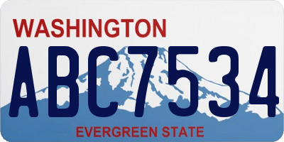 WA license plate ABC7534